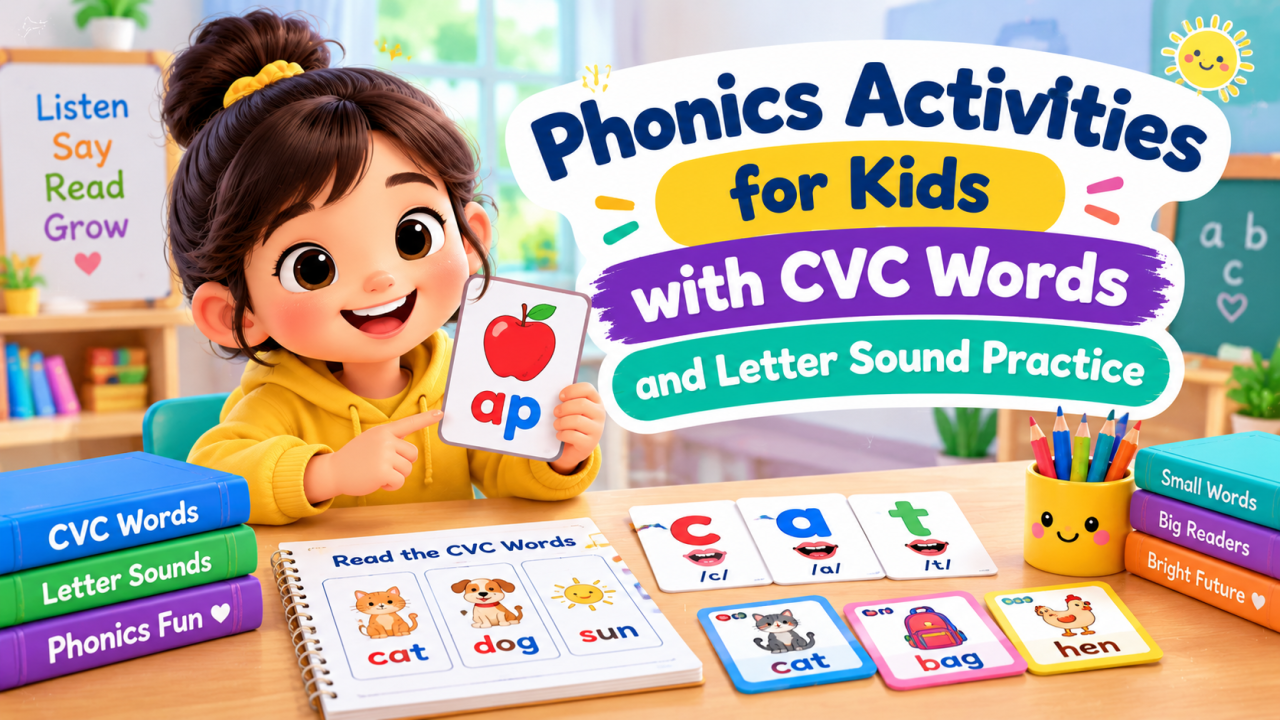Phonics activities for kids with CVC words and letter sound practice